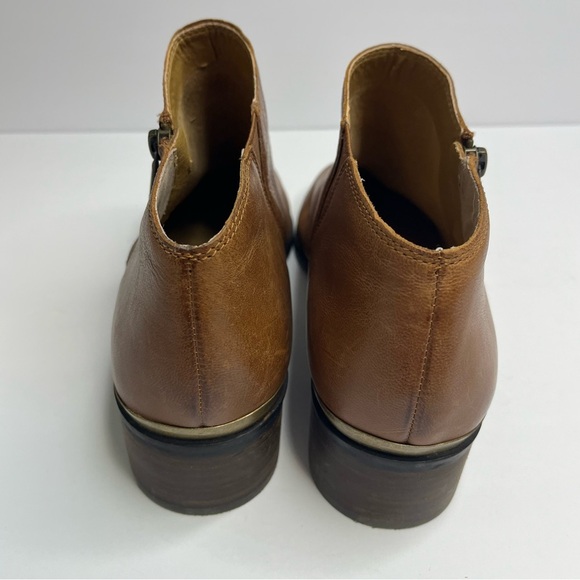 Lucky Brand Brown Leather Side Zip Ankle Boots Size 12 - Picture 4 of 13